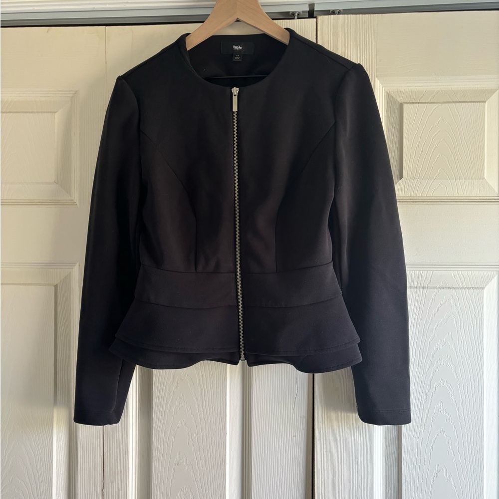 Women's Black Zip-Up Peplum Blazer Size Small